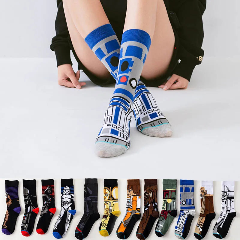 Herbst-Winter-Star Wars-Socken – Meister Yoda, R2-D2, Wookiee & Jedi Cosplay (Größe 37-45)