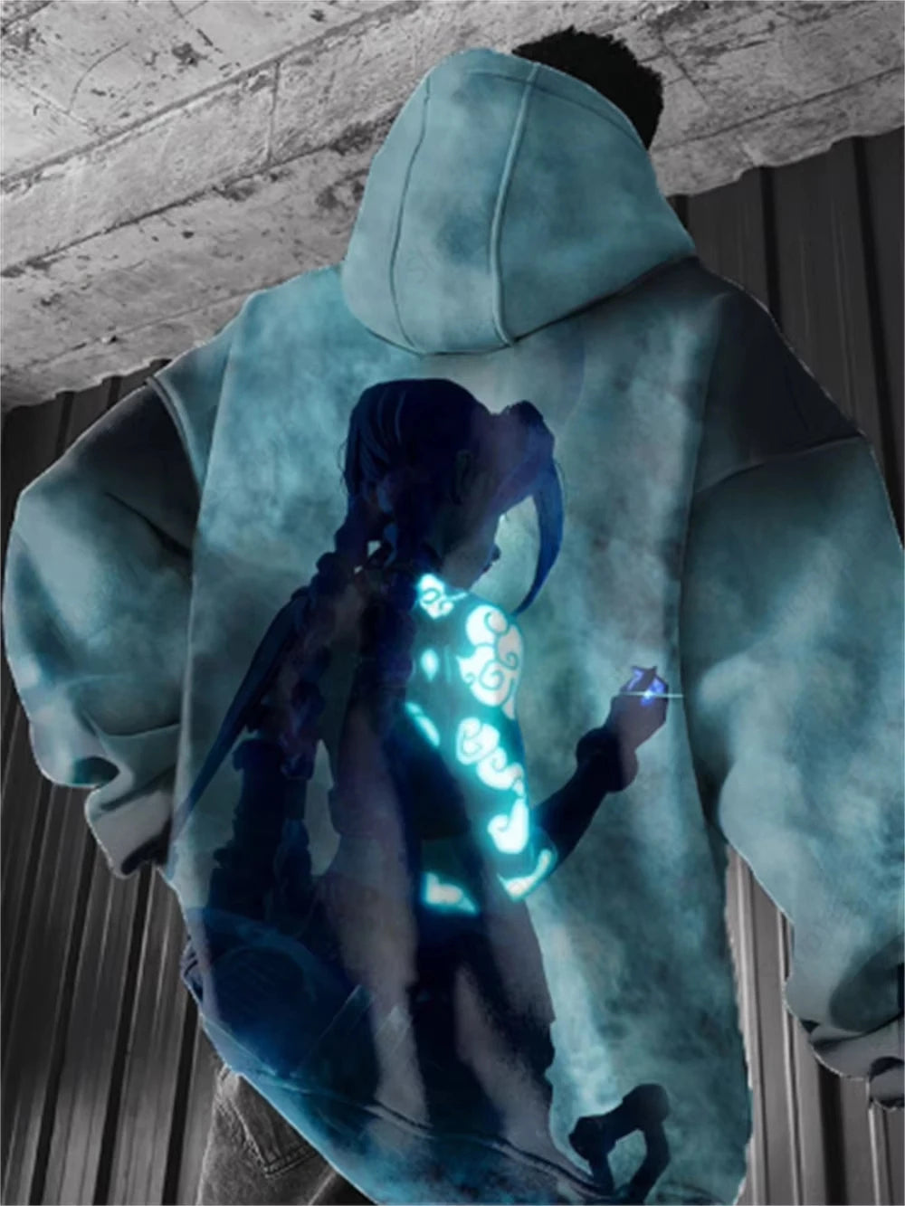 Anime Arcane League Jinx 3D-Druck-Kapuzenpullover – Übergroßes grafisches Sweatshirt für Männer und Frauen