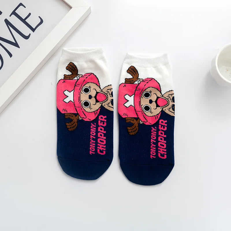 Chaussettes courtes Anime One Luffy Chopper en coton coloré et fin