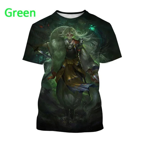 T-shirt imprimé 3D Inuyasha style anime d'été Harajuku décontracté
