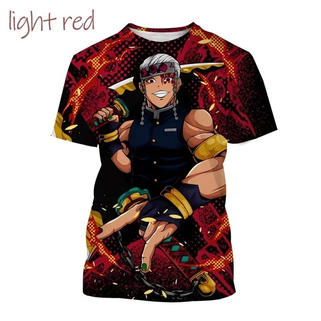 Demon Slayer 3D Print T-Shirt New Anime Fashion Harajuku Casual Street Tee