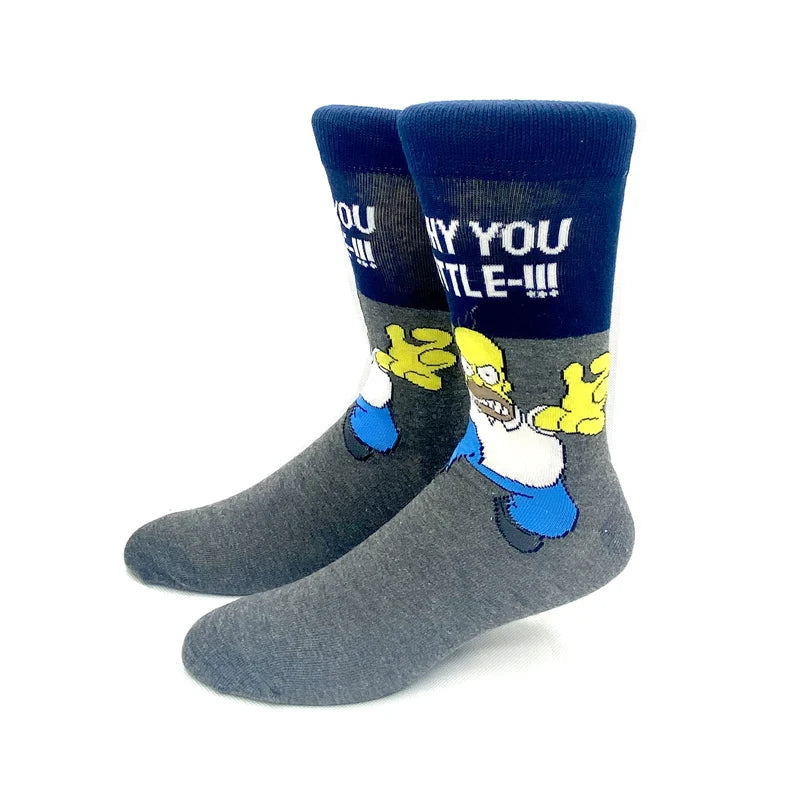 1 Pair The Simpsons Harajuku Socks – Cartoon Middle Tube Cotton for Men & Women