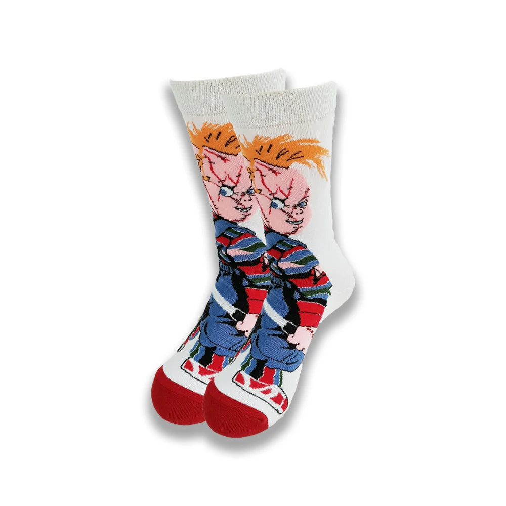 Lustige Socken mit Cartoon-Anime-Print – Personalisierter atmungsaktiver Baumwoll-Hip-Hop-Stil für Männer und Frauen