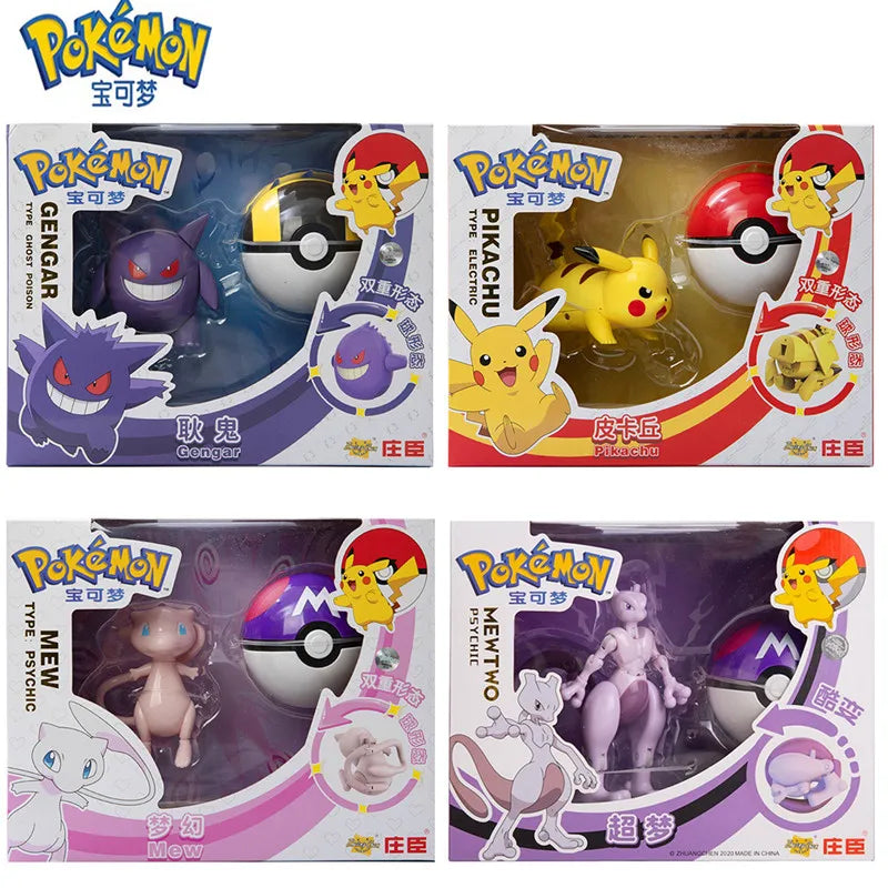 Coffret de 18 figurines d'action Pokémon – Jouets Pikachu, Gengar, Mewtwo et Pokéball