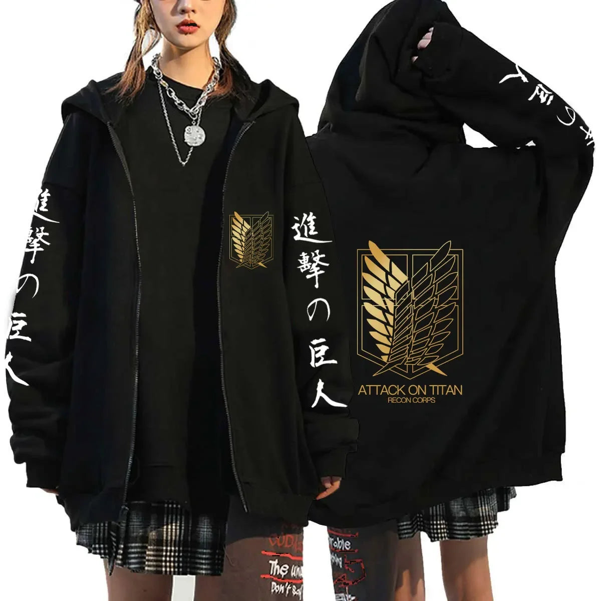 Attack on Titan Anime Hoodie mit Reißverschluss – Europäischer und amerikanischer Sportmantel, Rollenspielkleid für Herren