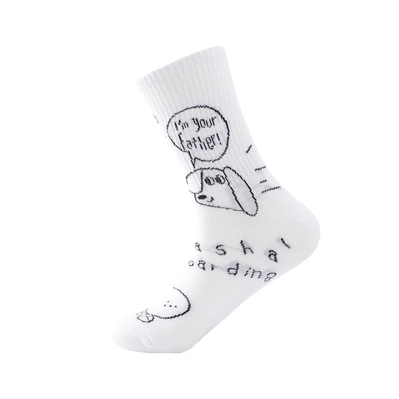 Frühling & Herbst INS Tide Cartoon Tube Socken – Dünne Baumwoll-Sportsocken für Damen & Herren