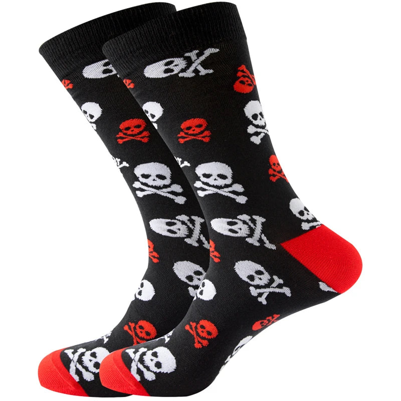 Neuartige Baumwollsocken mit Cartoon-Motiv für Herren 2023 Boxing Dollars Schachbretter Tier Große Größe Lange Socken