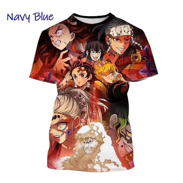 Demon Slayer 3D Print T-Shirt New Anime Fashion Harajuku Casual Street Tee