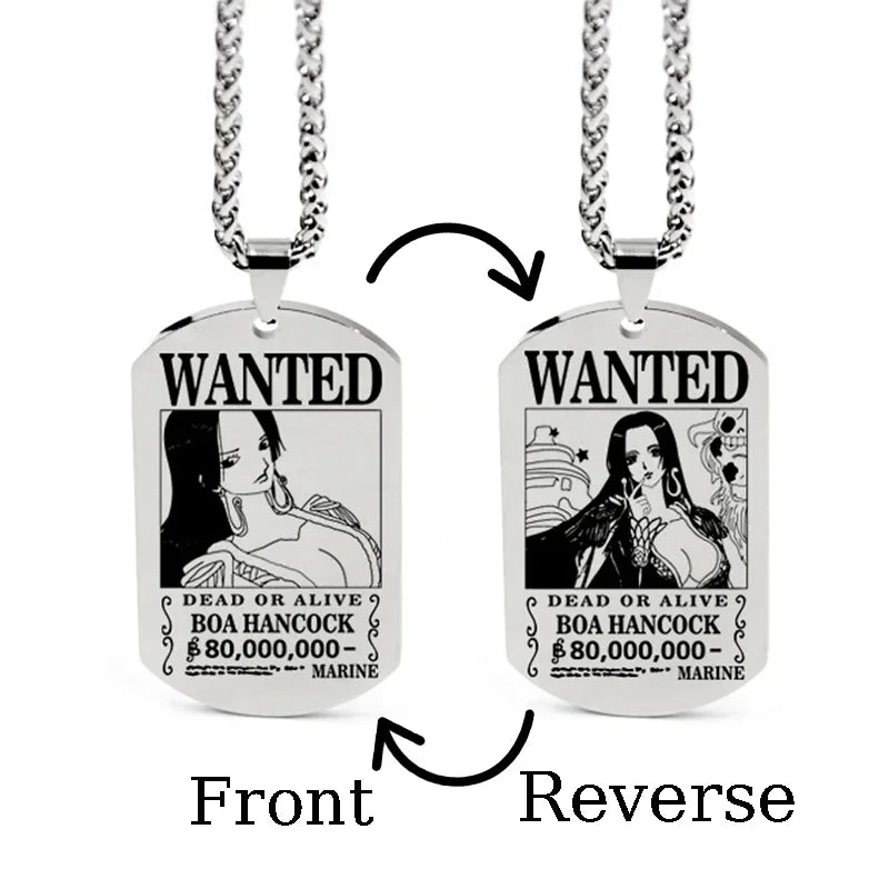 One Piece Wanted Poster Necklace Pendant - Luffy & Zoro Metal Charms | Unisex Jewelry & Gifts