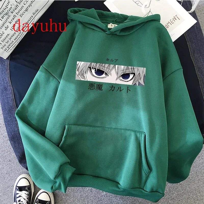 90er Hunter X Hunter Killua Zoldyck Teufelsauge Hoodie – Unisex Streetwear Sweatshirt, Kawaii Hisoka Manga Hoody