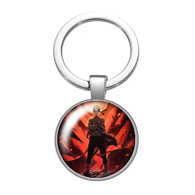 MINISO Naruto Anime Uzumaki Kakashi Uchiha Foto Glas Cabochon Schlüsselanhänger Tasche Auto Schlüsselanhänger Ringhalter