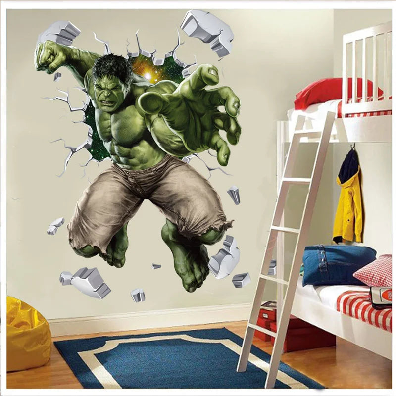 3D Stereoskopische Wirkung Avengers Wandaufkleber für Kinder Marvel Superhero Movie Poster Dekoration