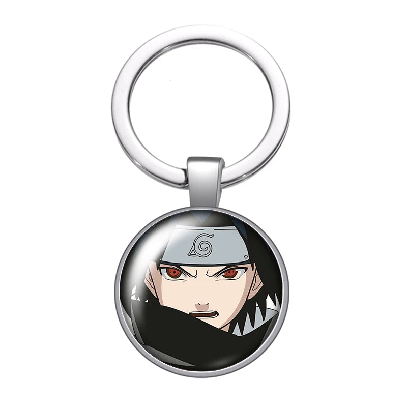 MINISO Naruto Anime Uzumaki Kakashi Uchiha Foto Glas Cabochon Schlüsselanhänger Tasche Auto Schlüsselanhänger Ringhalter
