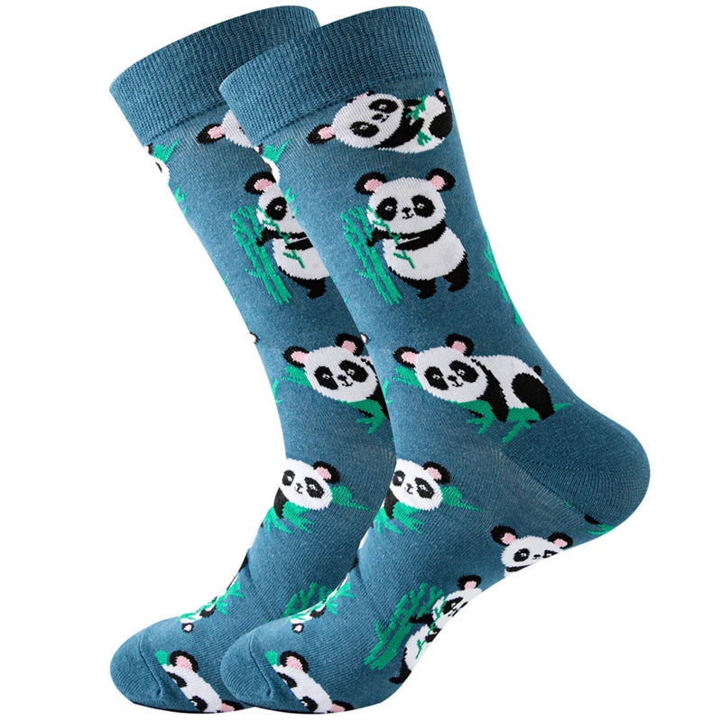 Neuartige Baumwollsocken mit Cartoon-Motiv für Herren 2023 Boxing Dollars Schachbretter Tier Große Größe Lange Socken
