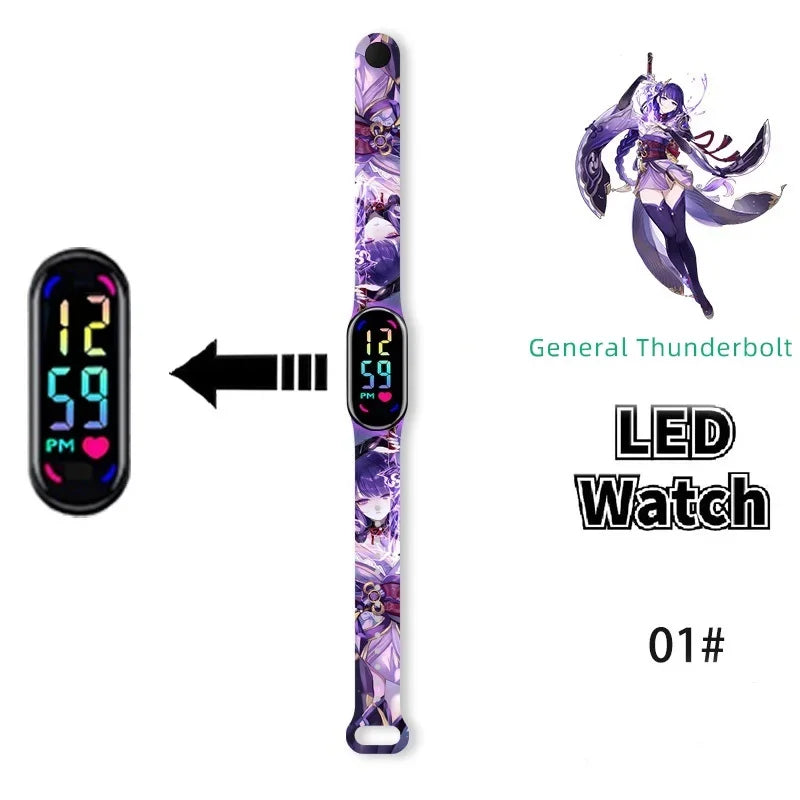 Pokémon & Demon Slayer LED-Uhr – Tanjirou & Nezuko Silikon-Touchscreen, wasserdicht, Sportgeschenk