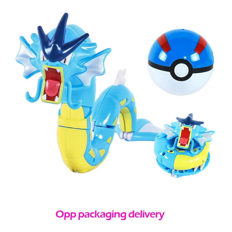 Verwandelnde Pokémon-Pokéball-Figuren – Pikachu, Glurak, Venusaurier, Blastoise, Mewtu, Gyarados, Solgaleo, Lunala und Evoli als Spielzeug