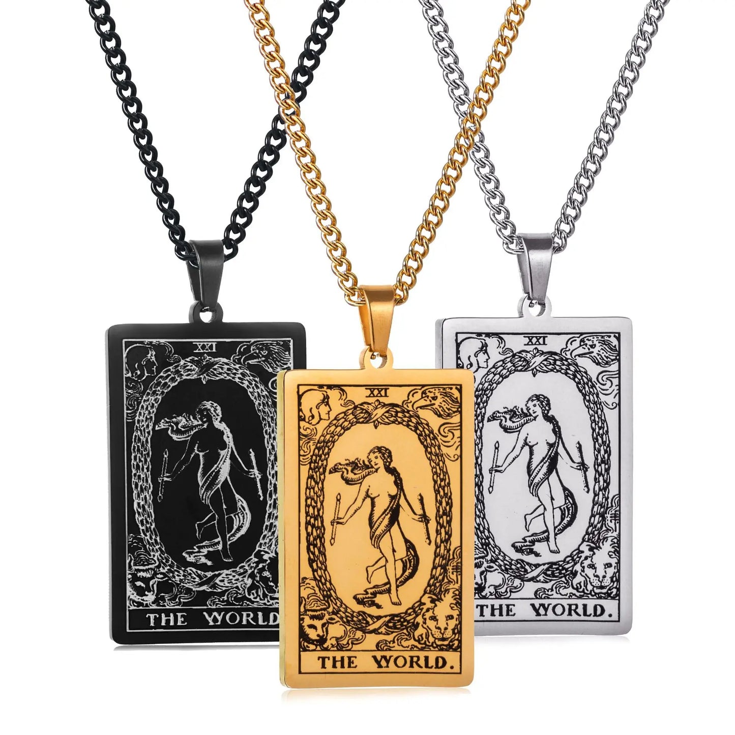 Tarotkarten-Halskette aus Edelstahl – 22 Persönlichkeits-Anhängerdesigns für Männer und Frauen