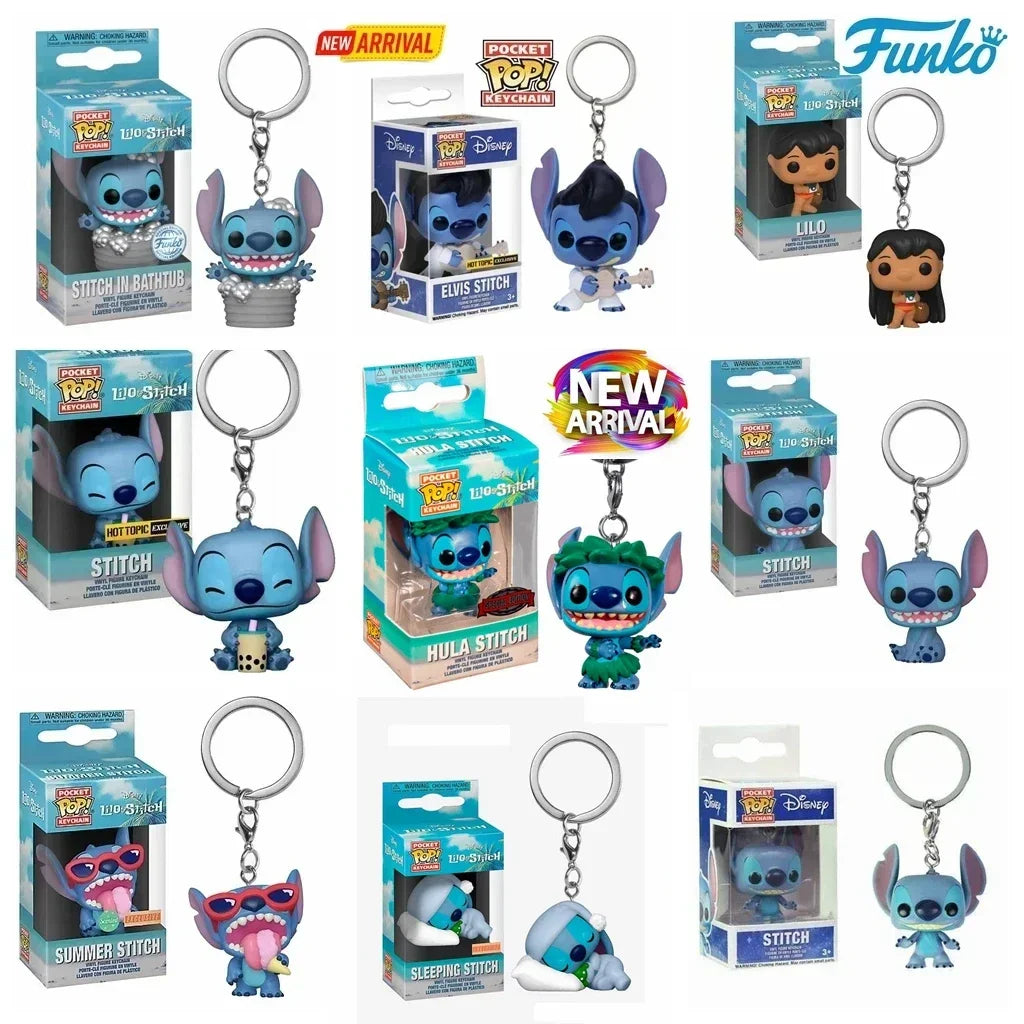 FUNKO POP Disney HULA STITCH Schlüsselanhänger Spielzeug TIKI STITCH LILO SCRUMP Schlüsselanhänger Spielzeug