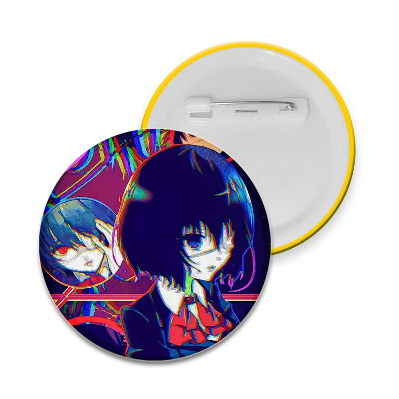 Anime Another Cartoon Character Mei Misaki Anstecknadel, kreative runde Brosche für Rucksack-Accessoires, Geschenke, 32/44/58 mm Größe