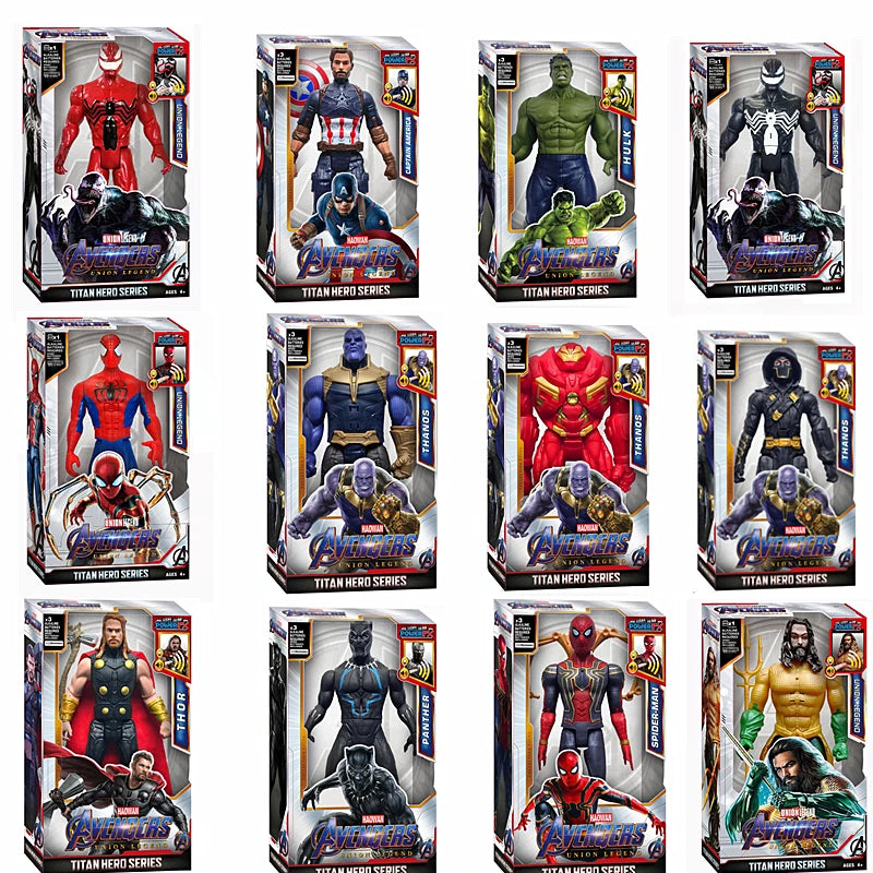 Figurine de super-héros de 30 cm – Thanos, Hulk, Spider-Man, Iron Man, Captain America, Thor et Black Panther avec son et lumière