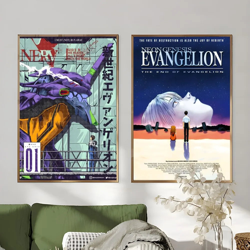 Anime N-Neon G-Genesis E-Evangelions Cooles Poster, klebrige Wandkunst, wasserdichte Heimdekoration