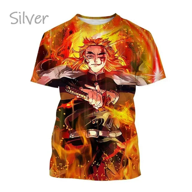 Demon Slayer 3D Print T-Shirt New Anime Fashion Harajuku Casual Street Tee