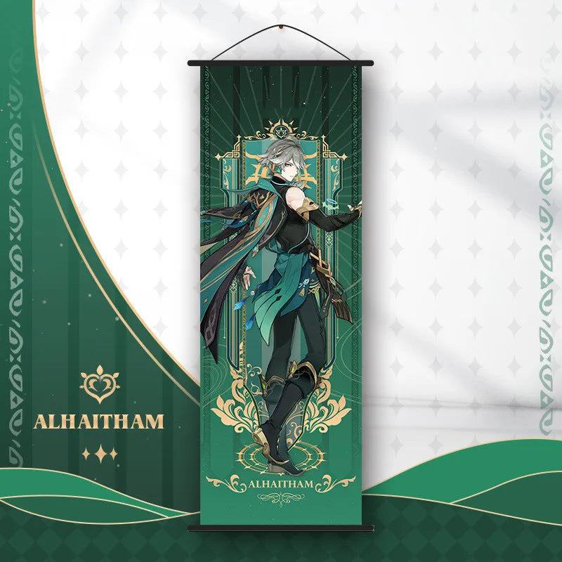Genshin Impact Scroll Canvas Painting Hanging Anime Poster Wall Art Room Decoration