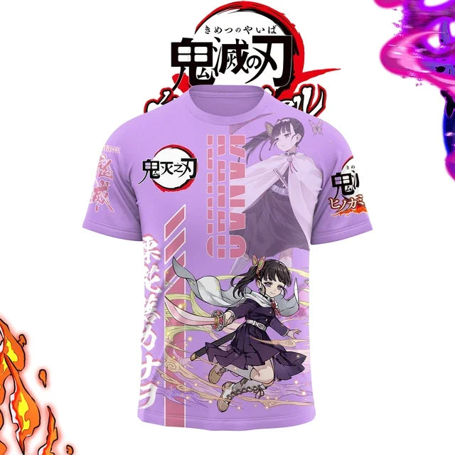 Demon Killer 3D Printed Unisex Short Sleeve T-Shirt Japanese Anime Street Fashion Breathable Top for Men