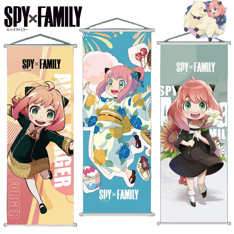 New SPY×FAMILY Fabric Wall Painting Scroll Decoration 25*70cm Hanging Poster