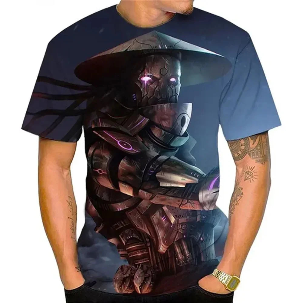Samurai Pattern T-Shirt – Fashionable Casual Anime 3D Style Men's Summer Tee