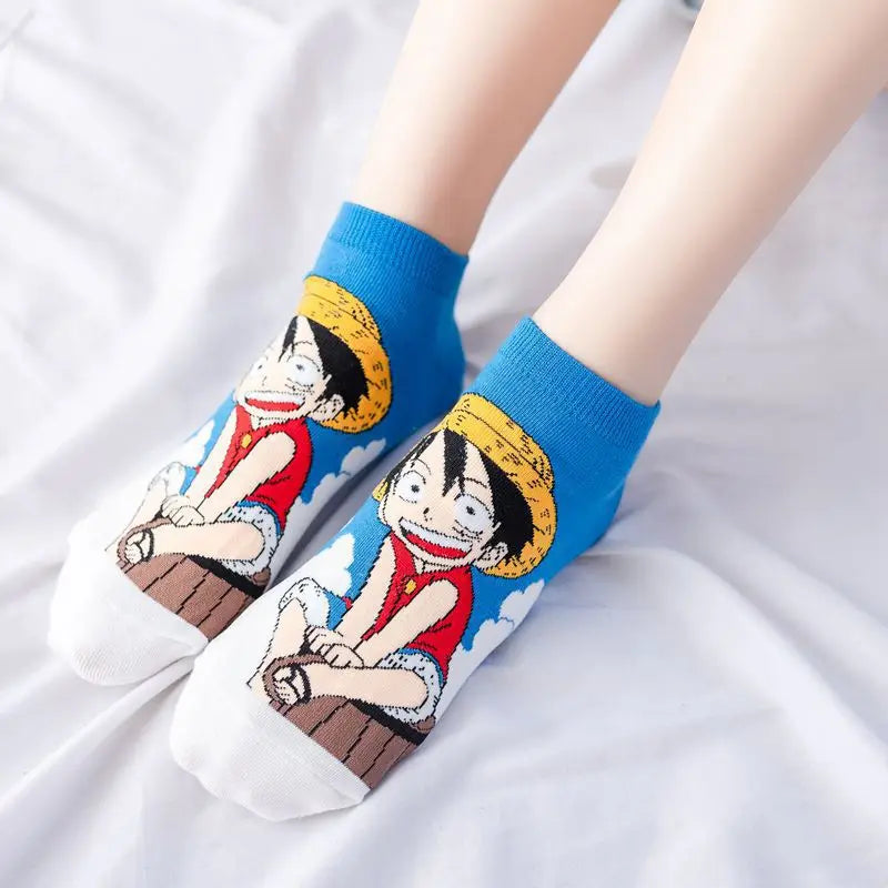 Chaussettes courtes Anime One Luffy Chopper en coton coloré et fin