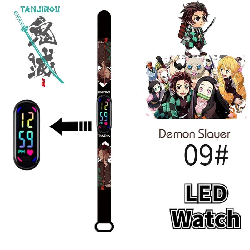 Pokémon & Demon Slayer LED-Uhr – Tanjirou & Nezuko Silikon-Touchscreen, wasserdicht, Sportgeschenk