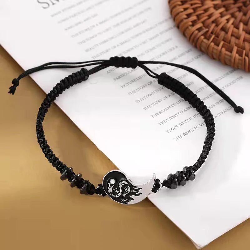 Modisches Drachen-Yin-Yang-Armband – verstellbare Tai-Chi-Paar-Halskette für Freund und Freundin, Geschenk zum Valentinstag