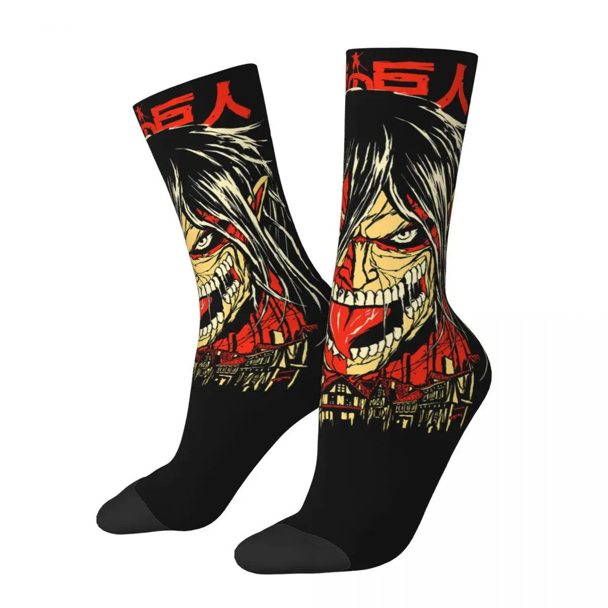 Eren Attack on Titan Socken – Lustige bedruckte Unisex Winter Street Style Crazy Socken