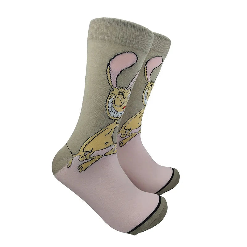 Modische Anime-Socken für Herren – Lustiger Hip-Hop-Stil mit hochwertigen Näh- und Cartoon-Mustern