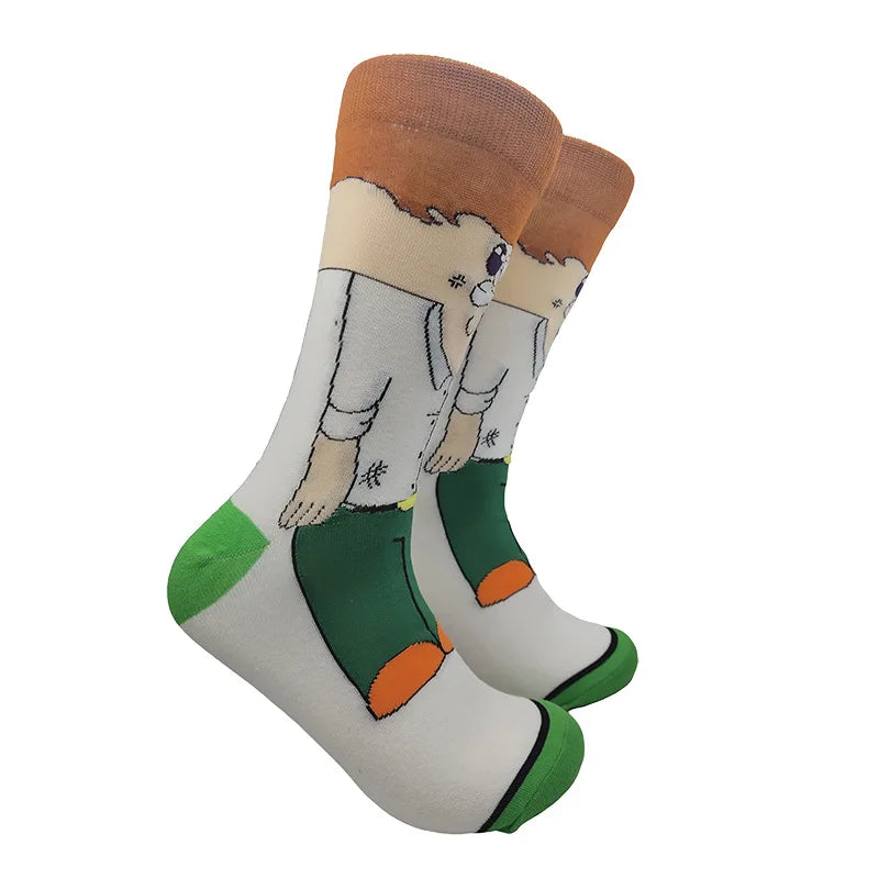 Modische Anime-Socken für Herren – Lustiger Hip-Hop-Stil mit hochwertigen Näh- und Cartoon-Mustern