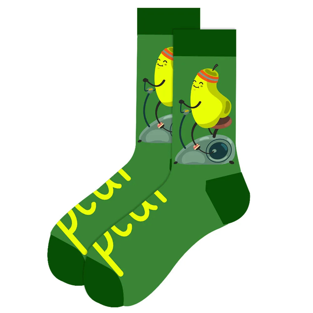 Lustige Streetwear-Socken in großen Größen – Cartoon-Tier- und Obstdesigns, Hip-Hop-Baumwolle