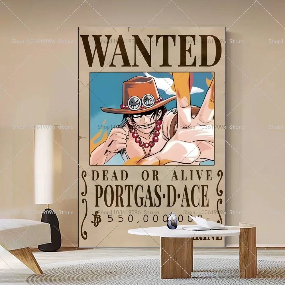 One Piece Retro Anime Art Luffy Zoro Chopper Self-adhesive Art Waterproof Paper Sticker Wall