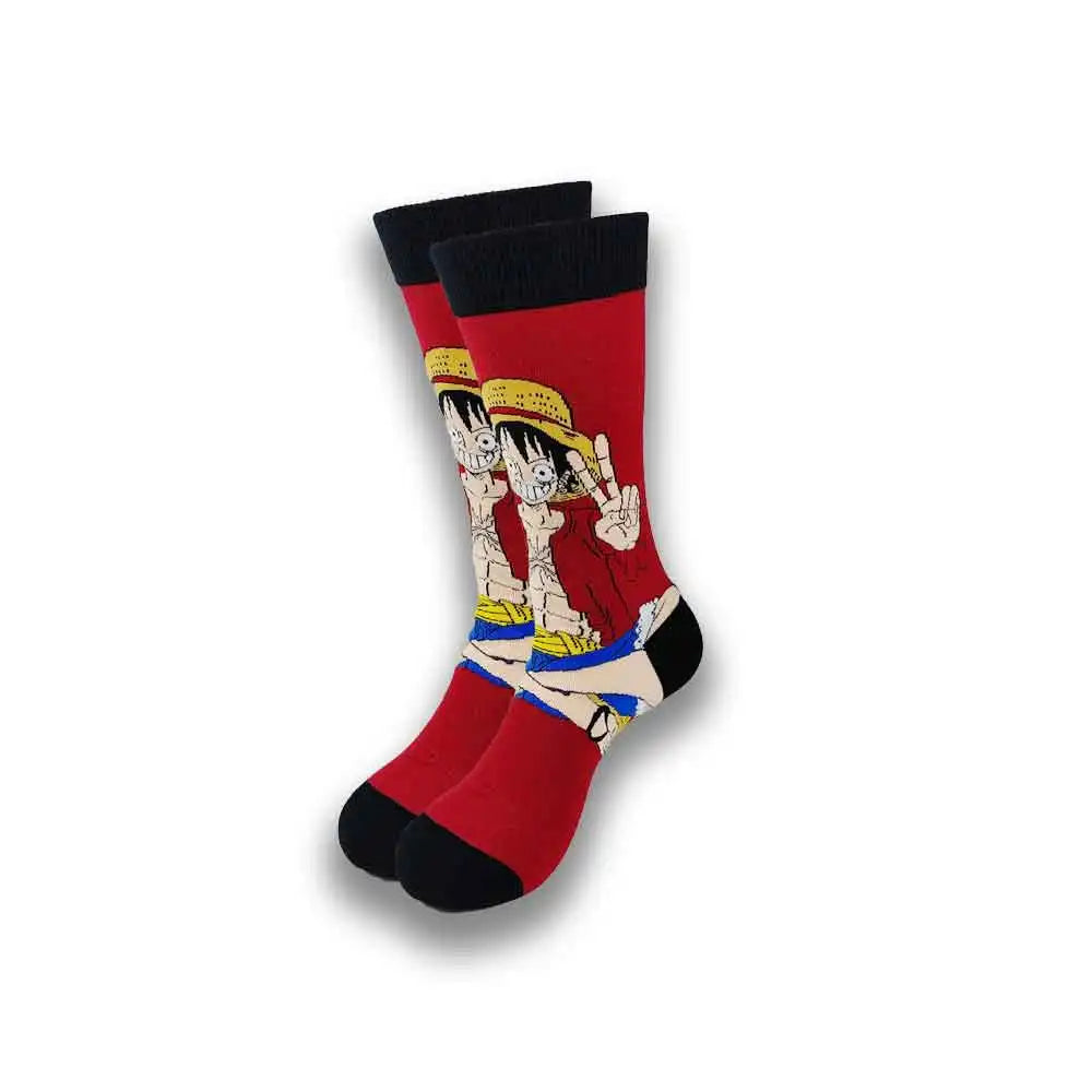 Lustige Socken mit Cartoon-Anime-Print – Personalisierter atmungsaktiver Baumwoll-Hip-Hop-Stil für Männer und Frauen