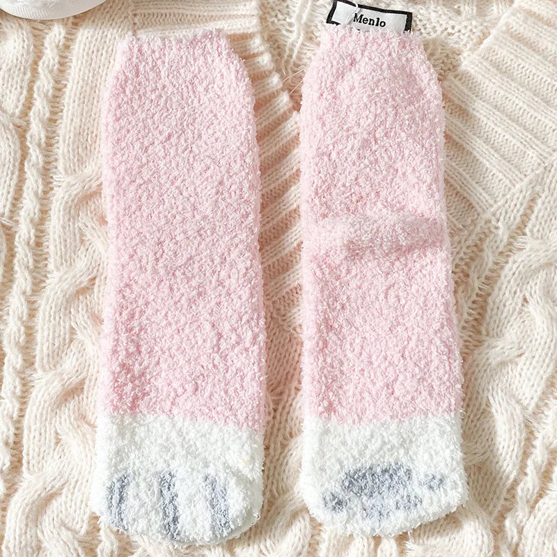 Korallensamt-Katzenkrallensocken – Verdickte Mitte