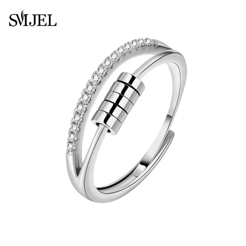 SMJEL Anti-Stress-Angst-Fidget-Spinner-Ring – verstellbarer rotierender Schmuck für Frauen | Entspannung und stilvolle Geschenke