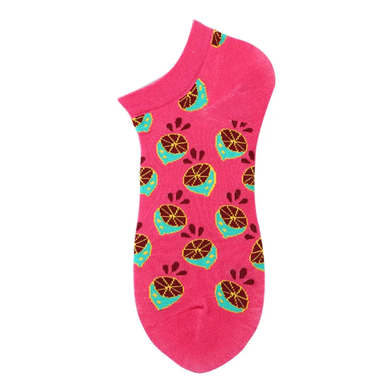 40-Style Bunte Baumwoll-Söckchen für Herren – Lustige Avocado, Tiere & Kunstdrucke