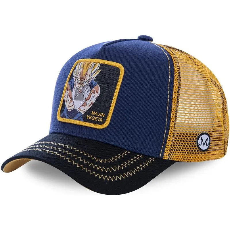Dragon Ball Anime Son Goku Baseballkappe – verstellbare Trucker-Mütze aus Netzstoff