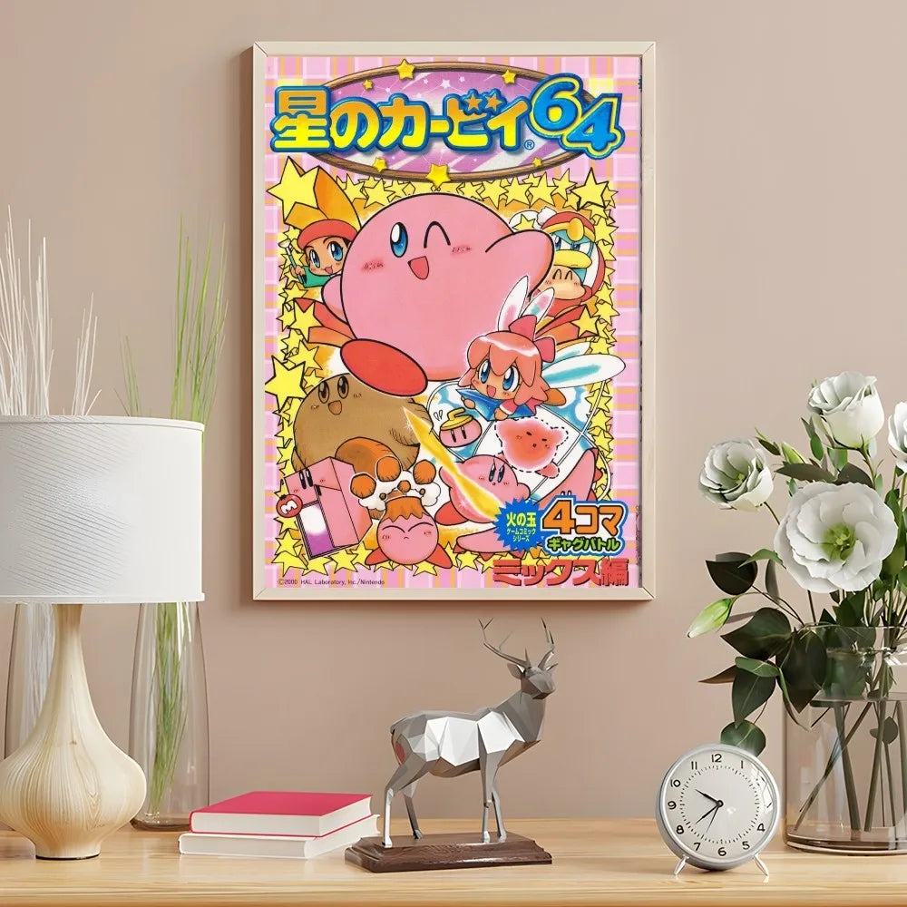 Anime Game Cartoon Pink Cute K-Kirbys Poster Wall Printing Waterproof Decor