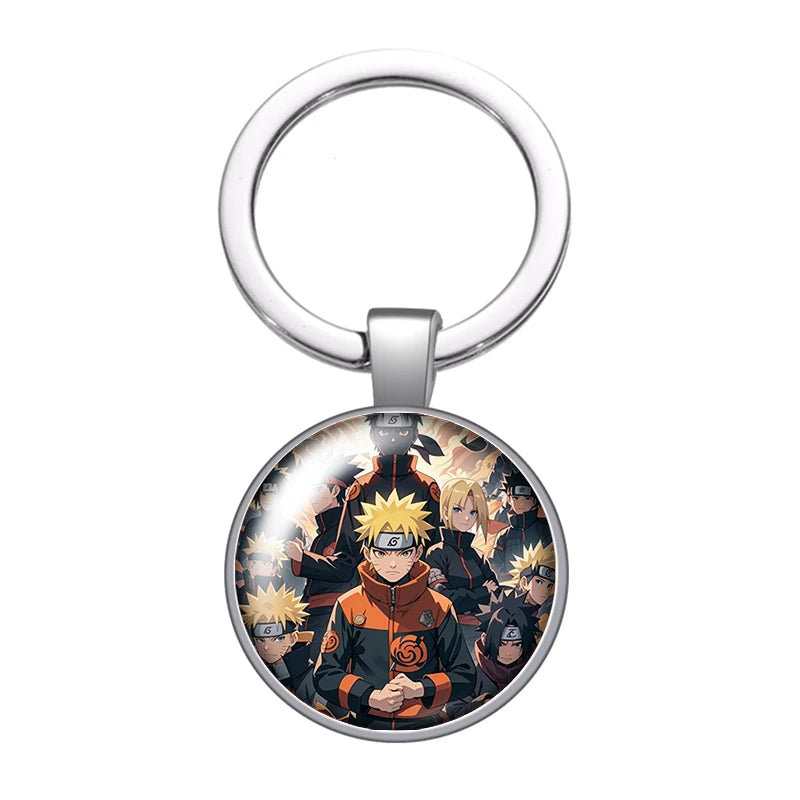 MINISO Naruto Anime Uzumaki Kakashi Uchiha Foto Glas Cabochon Schlüsselanhänger Tasche Auto Schlüsselanhänger Ringhalter