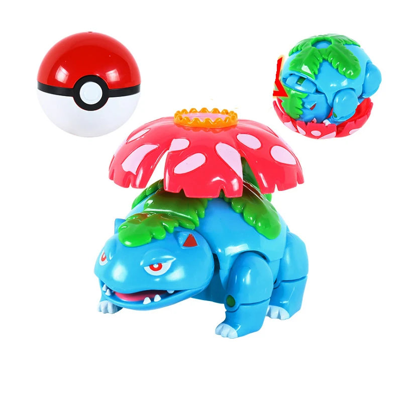 Verwandelnde Pokémon-Pokéball-Figuren – Pikachu, Glurak, Venusaurier, Blastoise, Mewtu, Gyarados, Solgaleo, Lunala und Evoli als Spielzeug