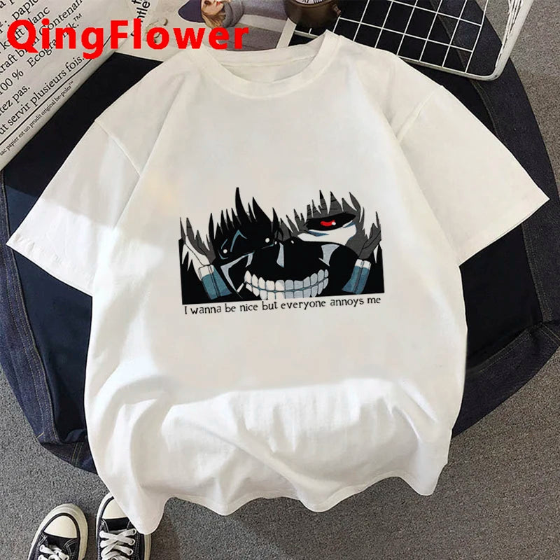 T-shirt Tokyo Ghoul Kaneki Ken Eyes – Vêtements de ville graphiques Ulzzang