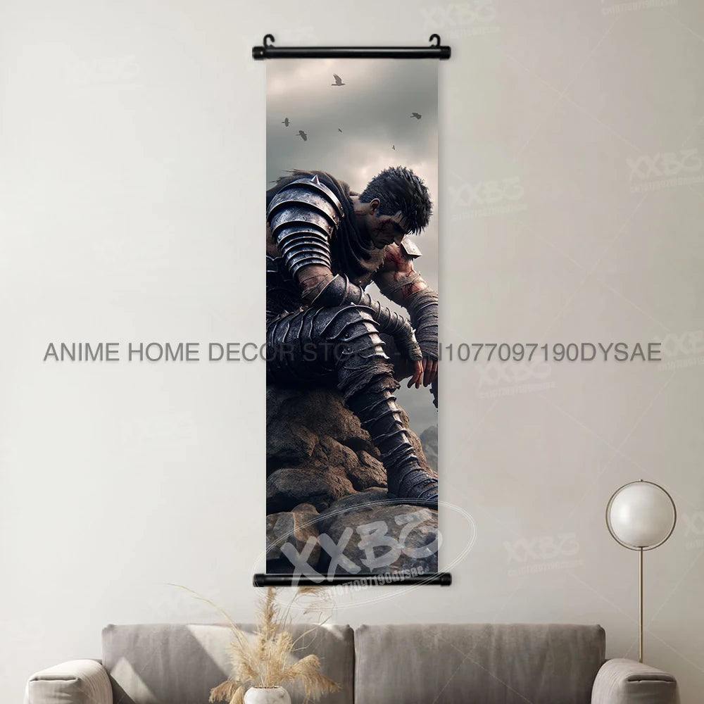 Berserk Poster Black Swordsman Wall Artwork Scrolls Anime Home Decoration