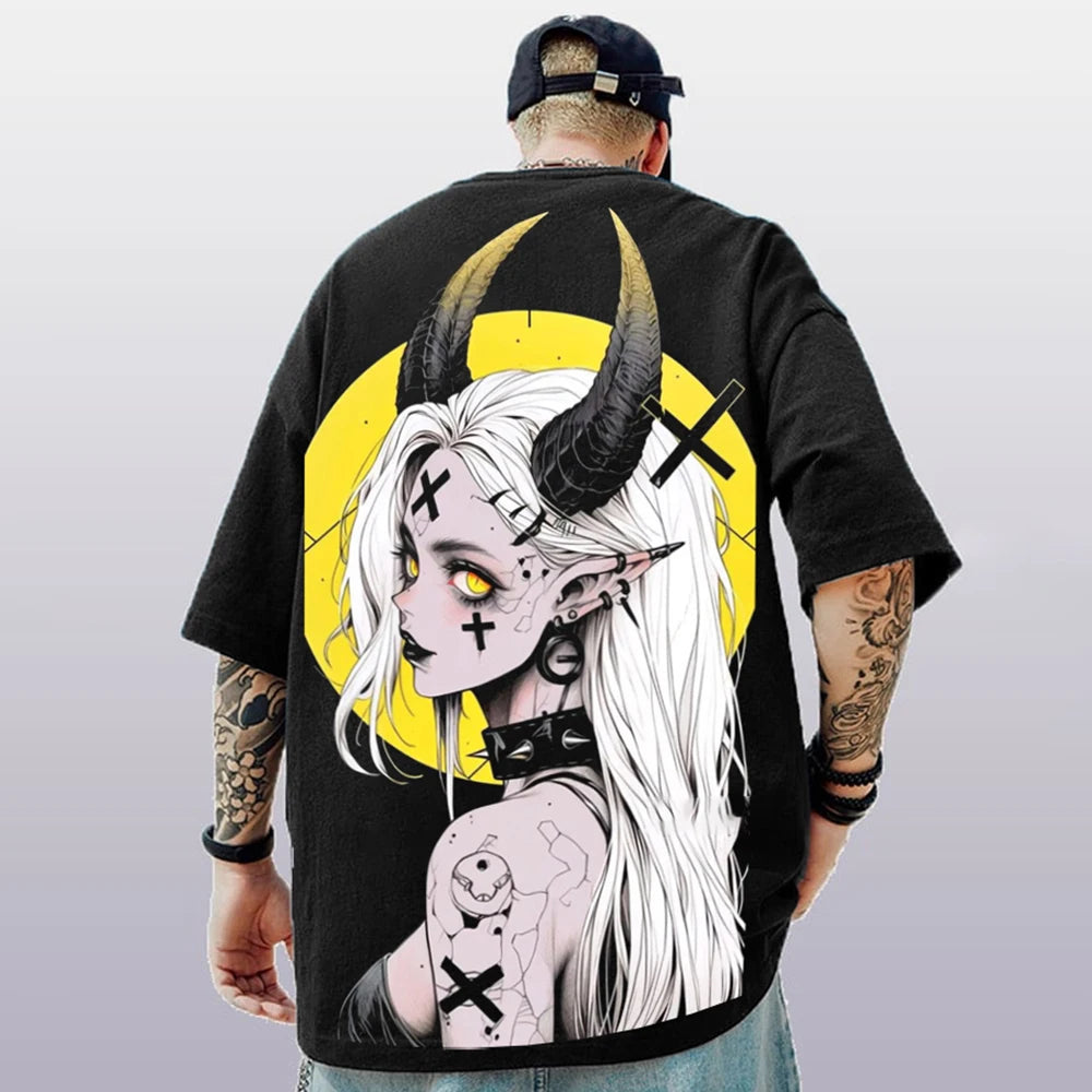 T-shirt d'été pour hommes avec imprimé anime 3D surdimensionné, haut décontracté tendance