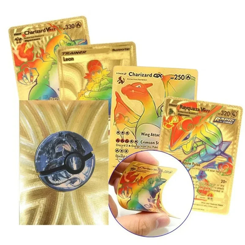 27-110 stücke Pokemon Karten Pikachu Gold Silber Schwarz Bunte Vmax GX Sammlung Karte Spielzeug